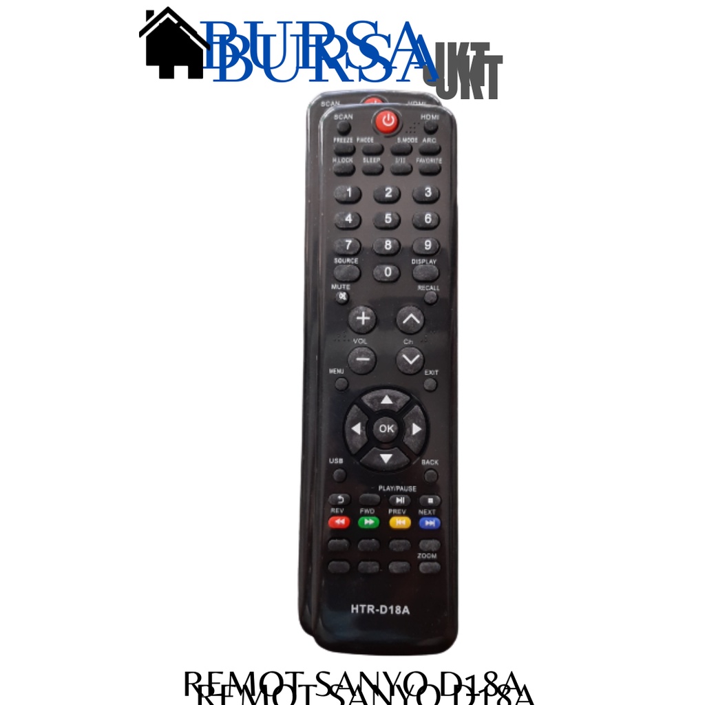 REMOTE TV SANYO TABUNG LCD LED HITAM D18A