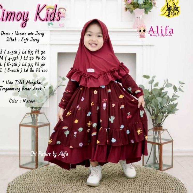 gamis anak2022 cimoy kids | gamis anak 2 3 4 5 6 7 8 9 10 tahun | bahan adem plus jilbab original al