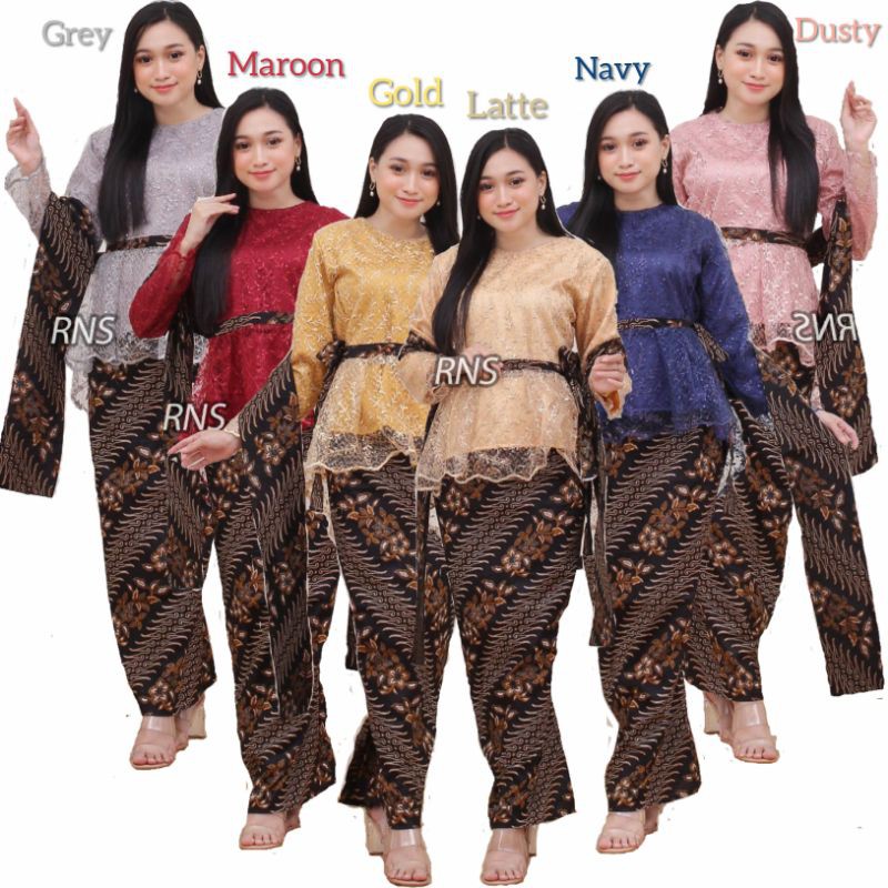 SETELAN KEBAYA RNB BROKAT TILE STANDAR DAN JUMBO XXL LD 120CM BATIK ORIGINAL DOLBY DOBBY DOBY MODERN