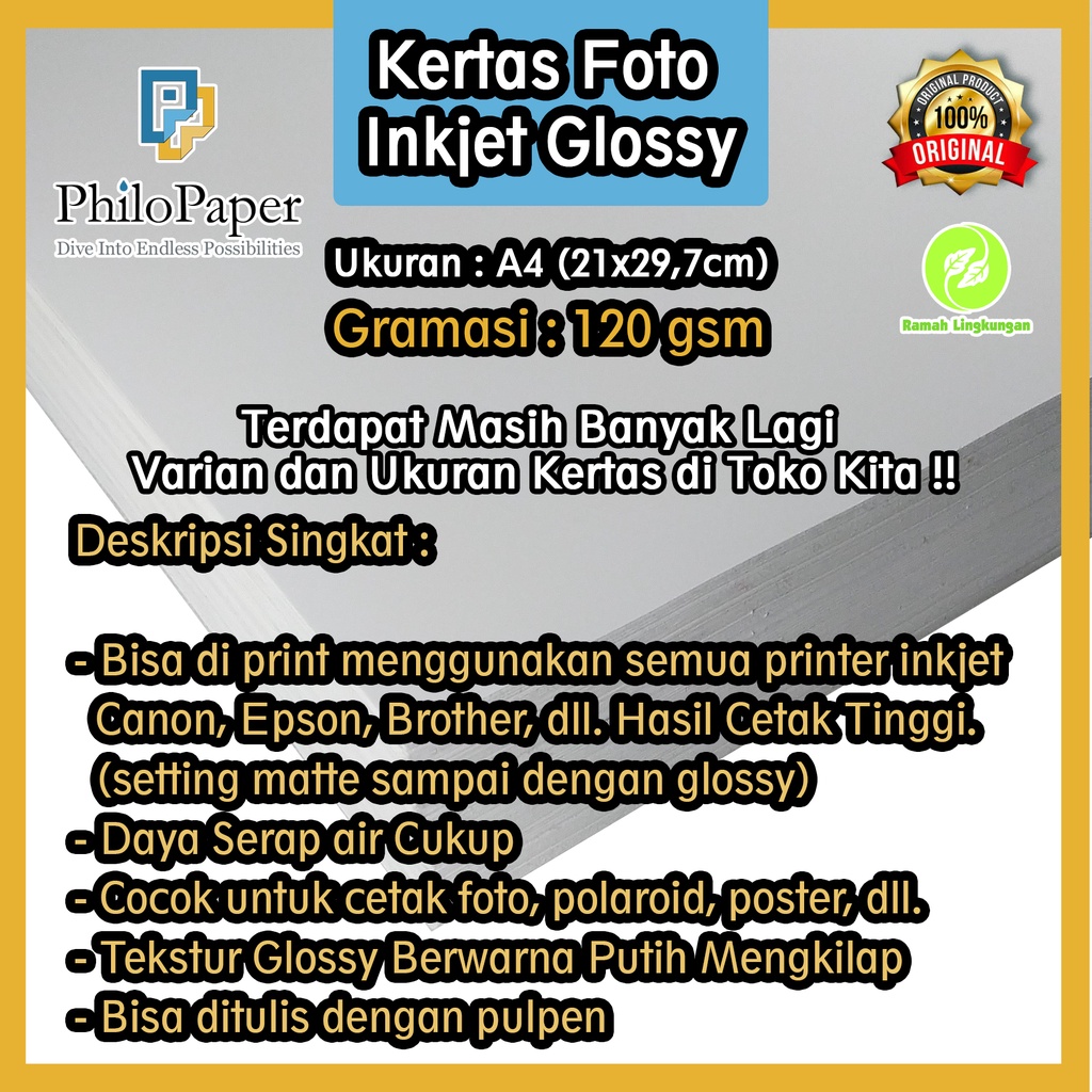 

Kertas Foto Glossy 120 Gsm A4