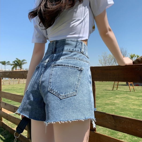 CELANA DENIM PENDEK SOBEK WANITA KOREA MODEL STREET FASHION LONGGAR HIGHWAIST JEANS DENIM REMAJA