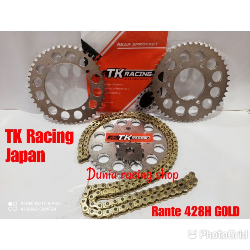 Gir set TK Gear set TK racing Ninja R Satria Fu GSX 150 Satria Fu injeksi Ninja RR Ninja S Fullset Rante 428 Gold Gir set 415 428 428H