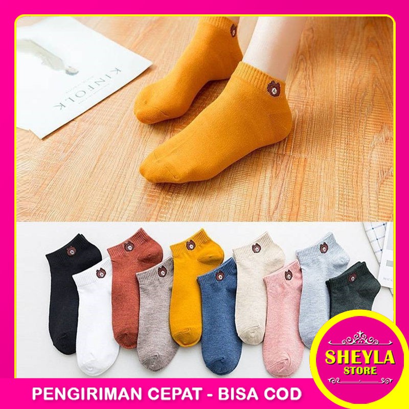 Kaos Kaki Ankle Motif Kartun Beruang Cute / Kaos Kaki Warna Import Panjang Semata Kaki / TS-97