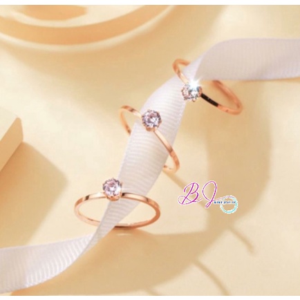 CINCIN SET ISI TIGA MODEL BERLIAN MATA SATU/ CINCIN TITANIUM/ AKSESORIS WANITA KOREA