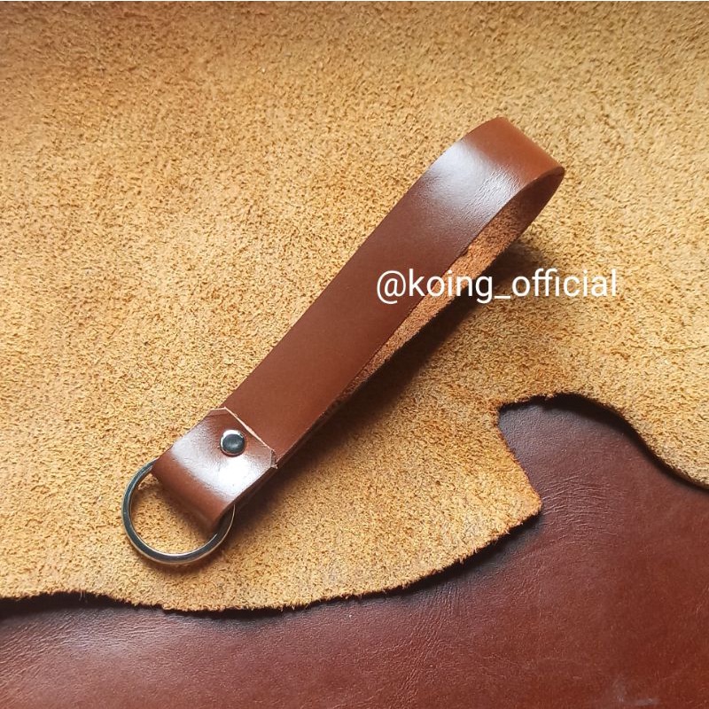 GANTUNGAN KUNCI MOTOR MODEL LANDYARD CUSTOM NAMA KULIT ASLI