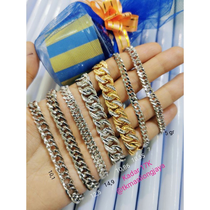Gelang Sisik Naga Emas Putih Kadar 750/ 17K
