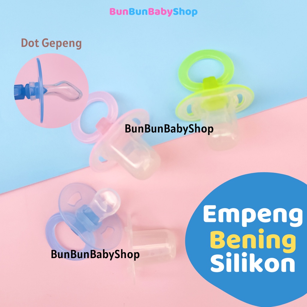 Empeng Gepeng Silikon Bening Bayi Lucu Baby Pacifier Silicon Murah Perlengkapan Makan New Born Anak