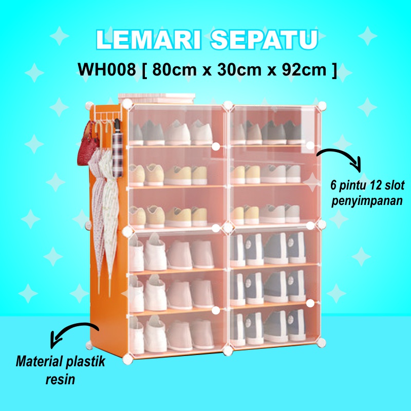 Lemari Sepatu Transparan Portable Box Plastik Rak Sepatu Susun Plastik Tertutup Murah Termurah -Wonderdekorasi