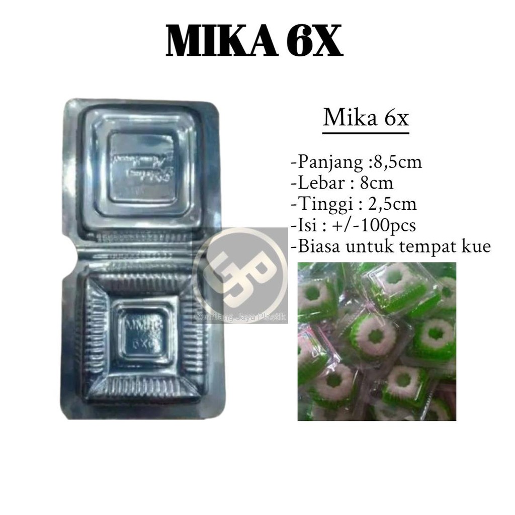 Mika kue Ukuran 6X/mika makanan kue/mika jajan pasar/mika kotak plastik