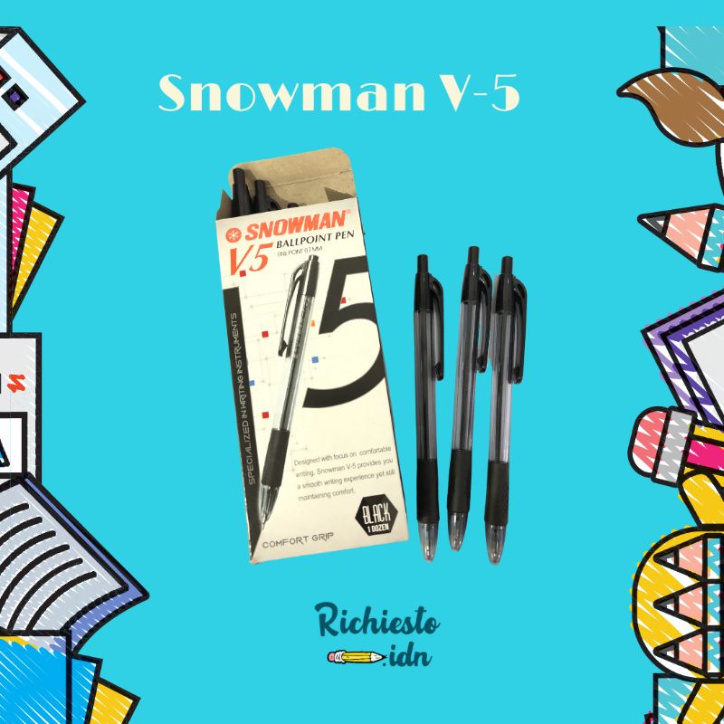 

(PERLUSIN)Pulpen Snowman V-5 Hitam 0.7mm