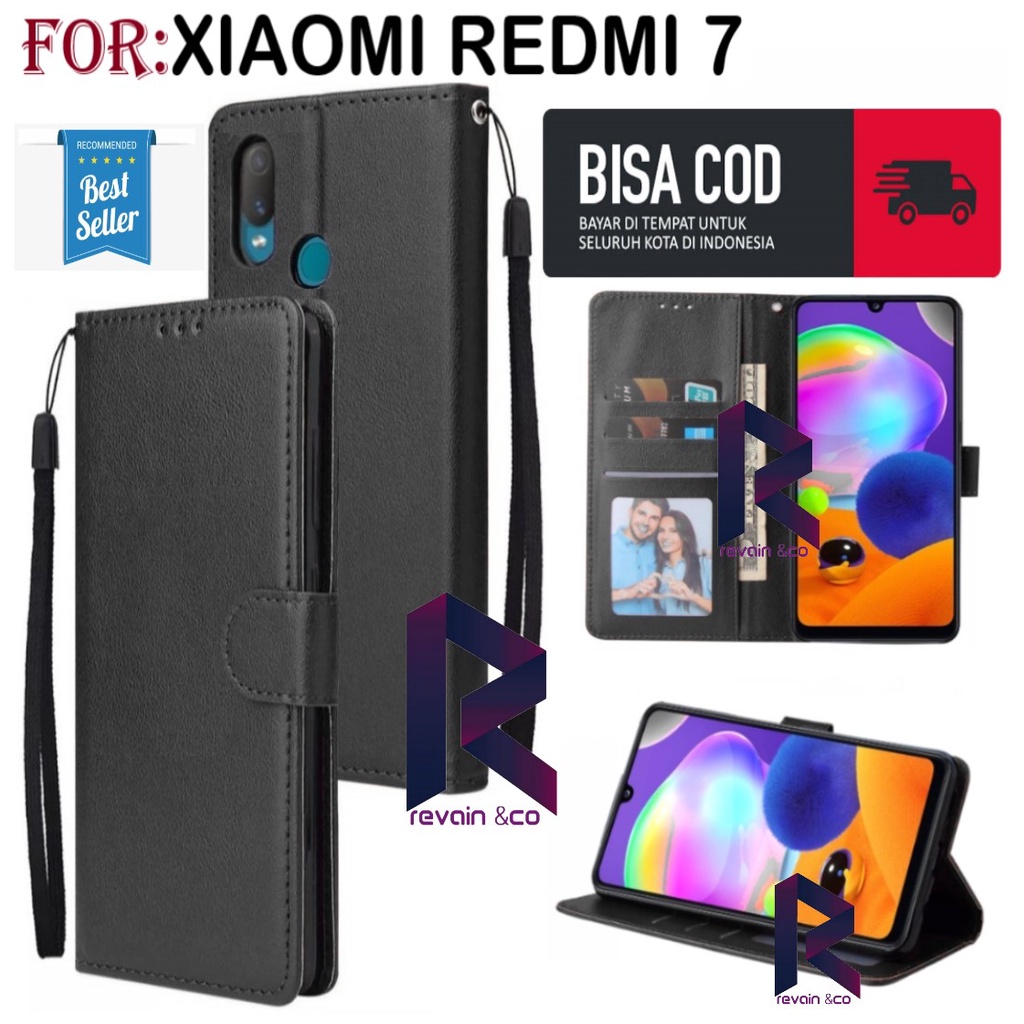 FLIP COVER XIAOMI REDMI 7 FLIP WALLET LEATHER KULIT PREMIUM SARUNG BUKA TUTUP KESING HP FLIP CASE XIAOMI REDMI 7