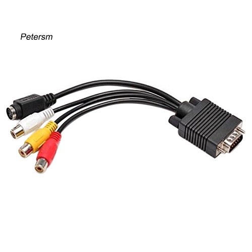 Kabel Adapter Konverter Vga Ke S-Video 3 Rca Av Tv Out Untuk Pc Laptop