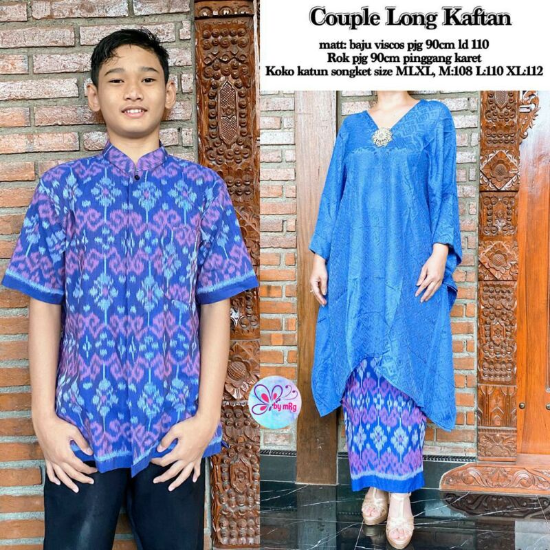 COUPLE LONG KAFTAN BY MRG||VISCOSE LD 110 PJ 90•ROK PJ 90 PINGGANG KARET•KOKO KATUN SONGKET