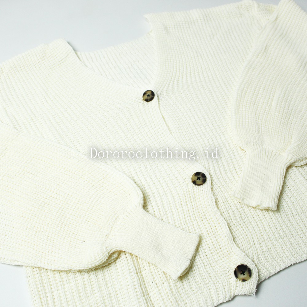 Vina Knitted Cardigan Rajut Kancing Oversize Tangan Balon / PREMIUM Outerwear Kardigan Rajut wanita-Broken White
