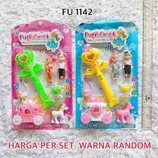 FU 1142 - Mainan Tongkat Peri Putri Cantik dan Gelang Lampu lucu dengan Boneka Mini Berbie FU1142