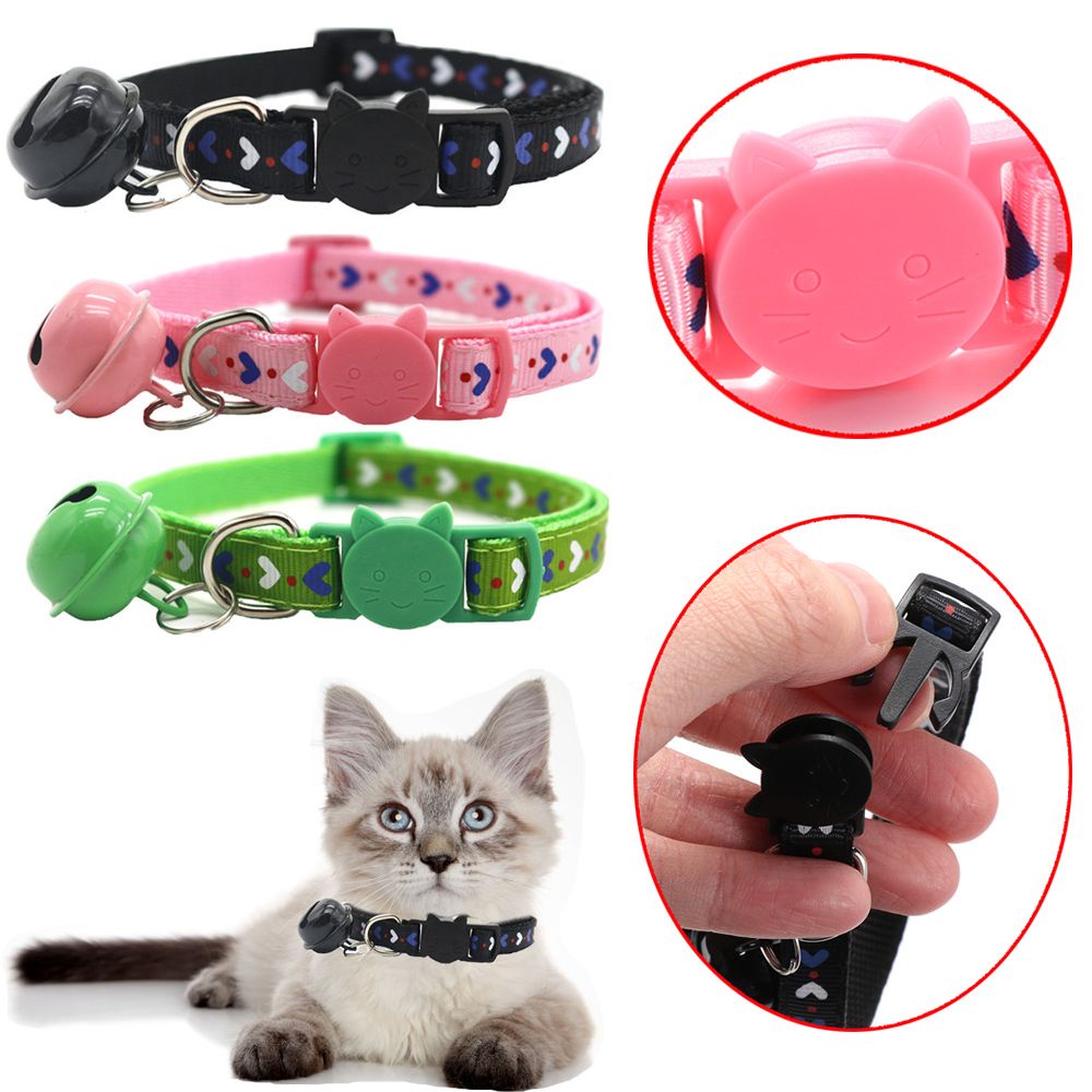 SUYOU Adjustable Dog Collar Puppy Love Heart Cat Collars Pet Supplies Buckle Cat Accessories Bell Pendant Kitten Necklace/Multicolor