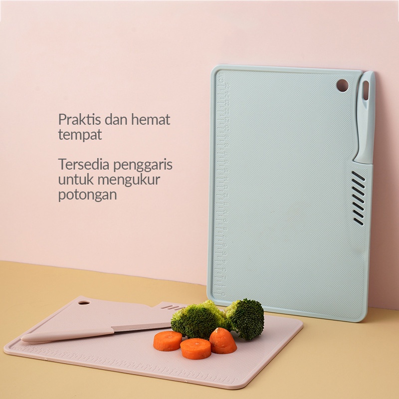 Vana Talenan Pisau Buah 2 in 1 Cutting Board Knives Set Praktis Multifungsi Hemat Tempat Dapur Ada Gantungan