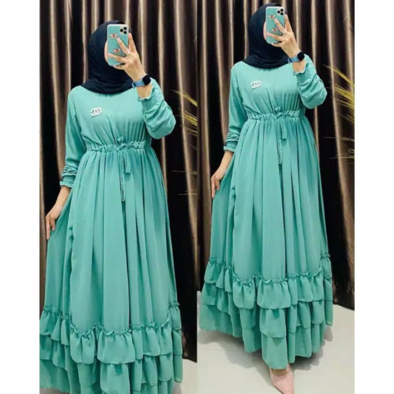 (COD) BAJU PAKAIAN FASHION WANITA CEWE DRESS GAMIS CERUTY BABYDOL PREMIUM FULL PURING POLOS LILAC