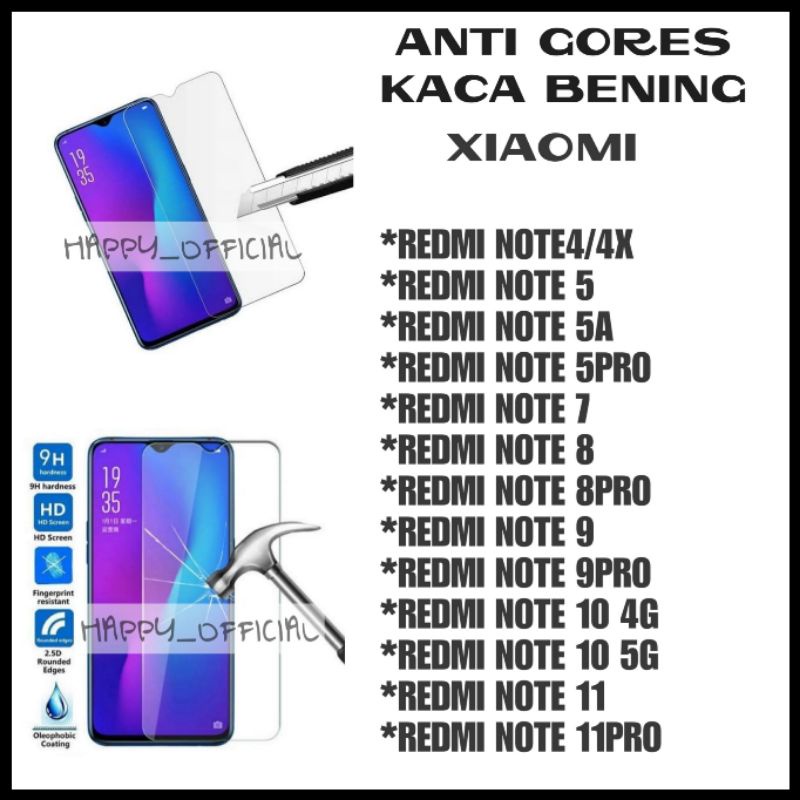 TG Tempered Glass Kaca Bening Nonpack Xiaomi NOTE8PRO/NOTE9PRO/NOTE10PRO/NOTE11