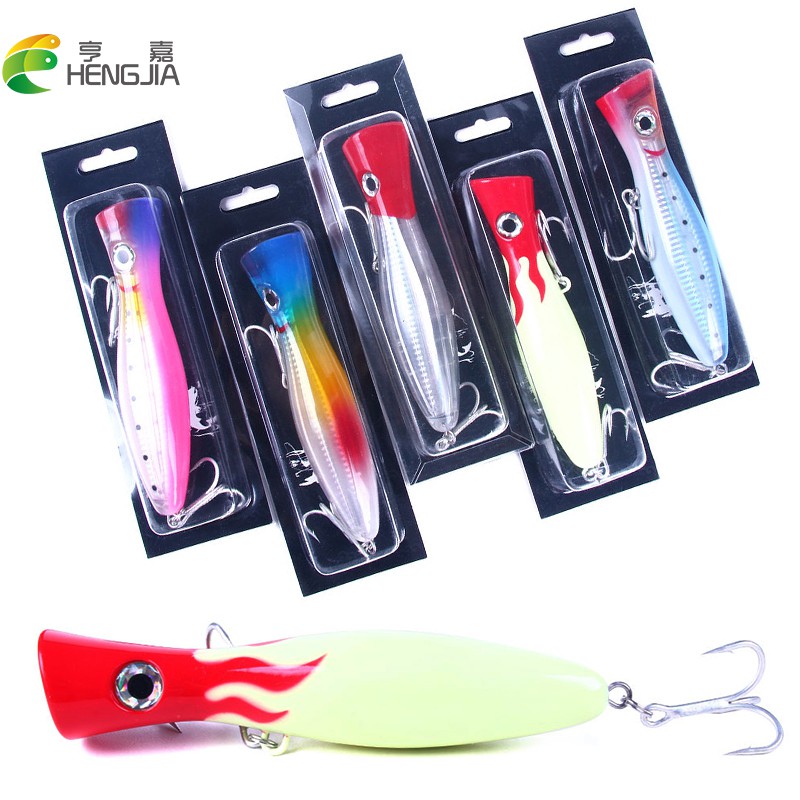 HENGJIA 1pcs 16.5cm 90g Big Popper Fishing lure Crankbait Umpan Pancing Artificial Wobblers ABS Hard Bait Pesca Bass Carp Pike Fishing Tackle