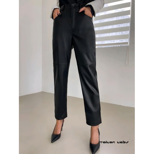 Celana Kulit High Waist Pu Leather Pants Leather Office