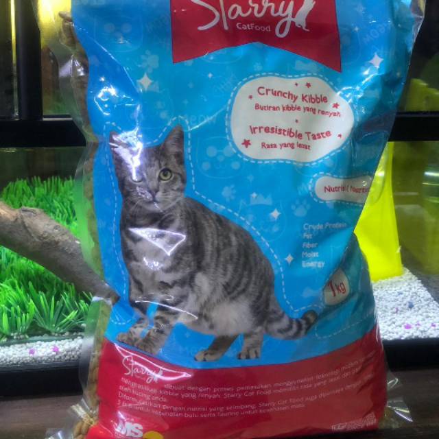 Makanan kucing Stary 1 kg bsa untuk cemilan hamster ( tidak direkomendasikan)