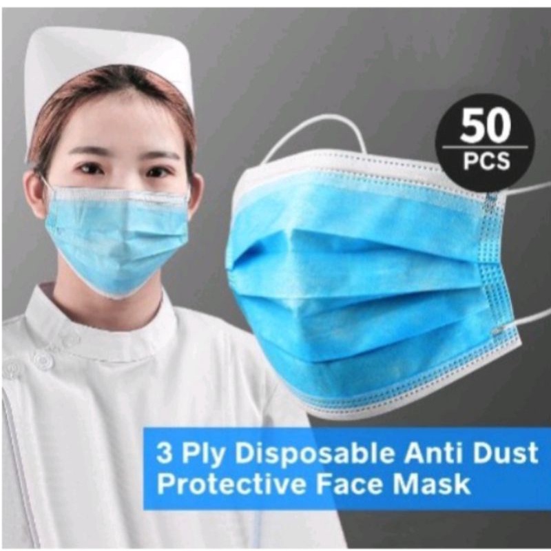 Masker Earloop 3ply Isi 50pcs | Anti Bacteri