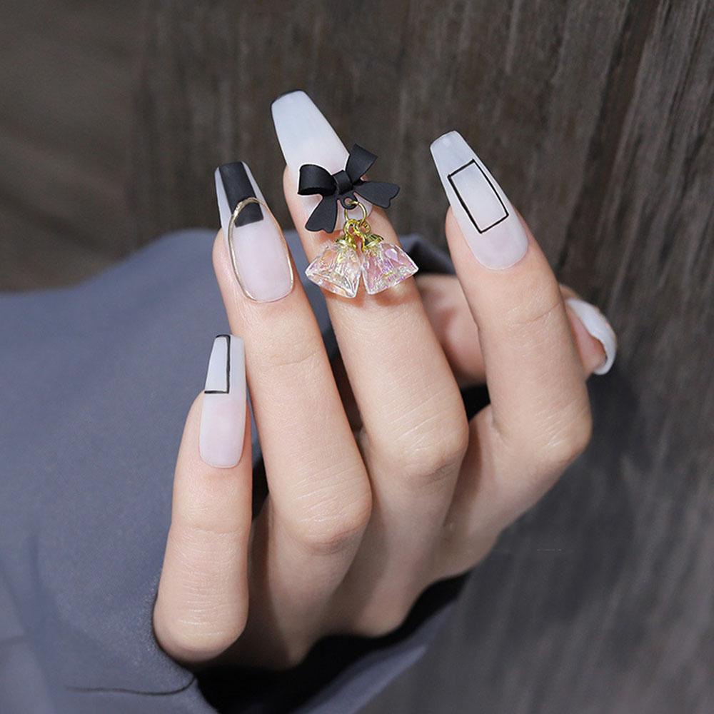 Agustinina Perhiasan Nail Art Kristal Halus Bell Liontin Mewah 3D Bownot Nail Rhinestones