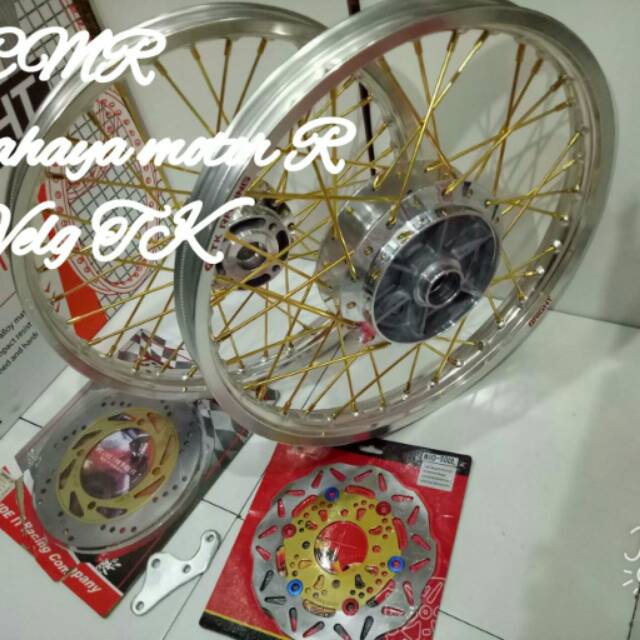Sepaket velg Tk ukuran 17/140 17/160 tromol Jari Cakram Bonus Stell Jari jari Siap pasang Motor Ninj