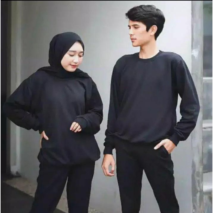 IvannaCollection Sweater Polos Pria Wanita Sweater Polos Couple Pasangan Oversize Bahan Fleece Size L XL XXL