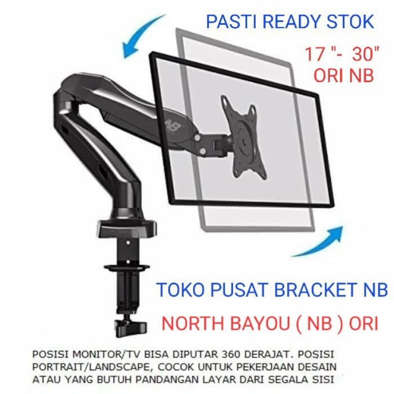 NORTH BAYOU NBF80  NB F80 GAS SPRING  BRACKET TV MONITOR JEPIT MEJA  17 - 30  INCH  ORI  PROMO !!!