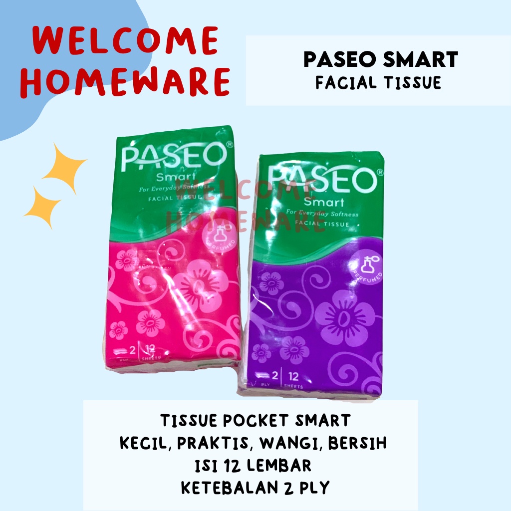 Paseo Tissue Smart Pocket Tisu Facial Kecil Travel Wangi 2 Ply Lembut