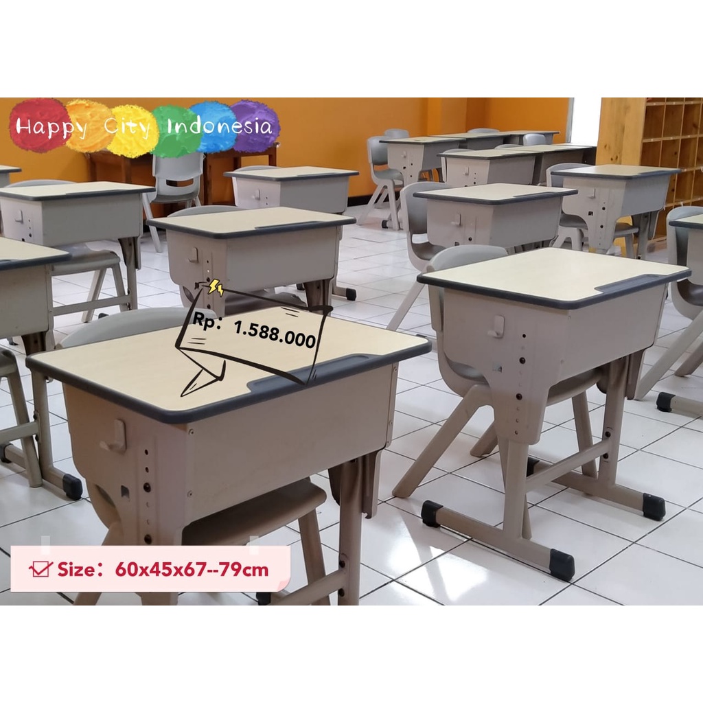 HappyCity Office Meja Kursi Sekolah Anak (LLDPE)