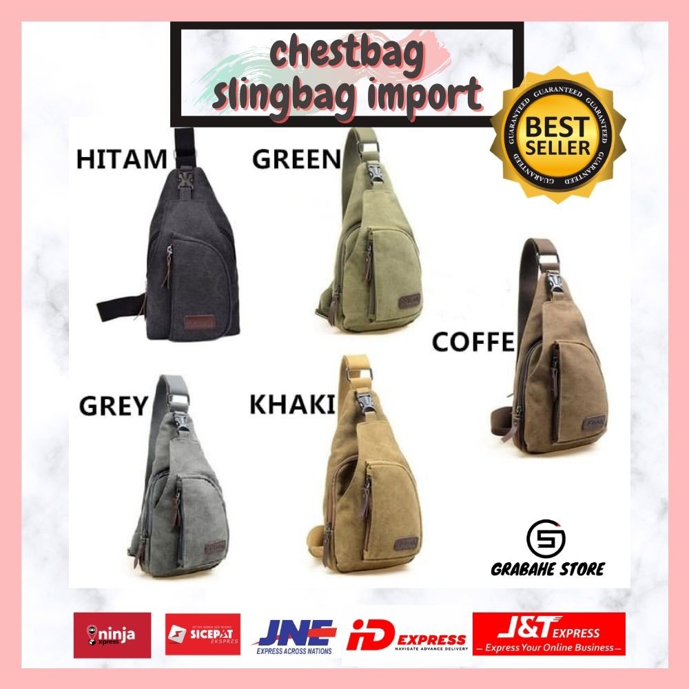 (COD) Tas Slempang Pria Tas Selempang Tas Selempang Pria Kanvas - COFFE