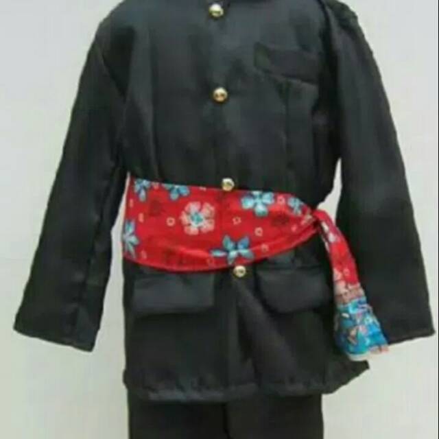 Baju adat betawi / abang betawi DEWASA ( blangkon + sabuk + rantai )