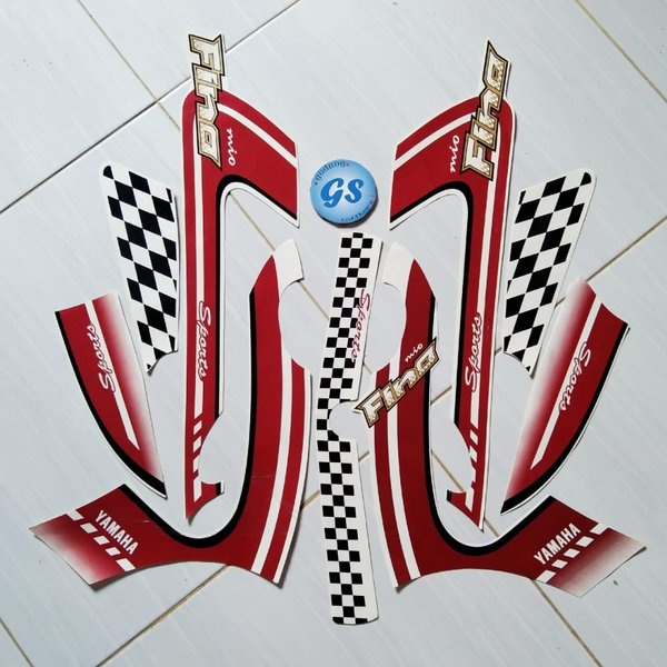 Striping Stiker Motor Yamaha Fino Karbu 2012 Full Putih-merah