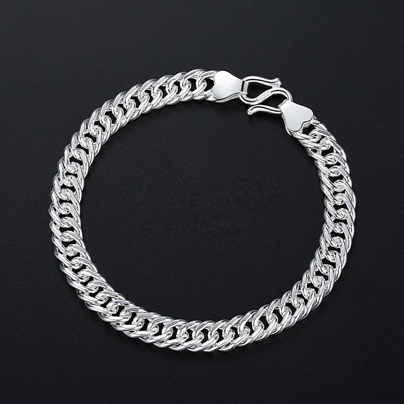 Gelang Rantai Bahan Stainless Steel 990 Silver Plated Untuk Pria Dan Wanita