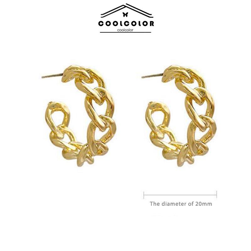 COD Anting-Anting Retro Fashion Logam Berongga Rantai Stud Earrings Premium Sense Earring- cl