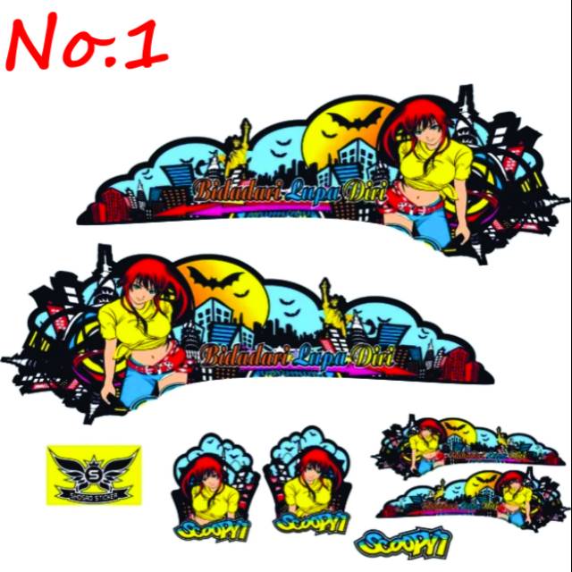 Striping variasi Scoopy kamu sexi stiker Scoopy custom anime cewek cantik style stiker scopy fi new