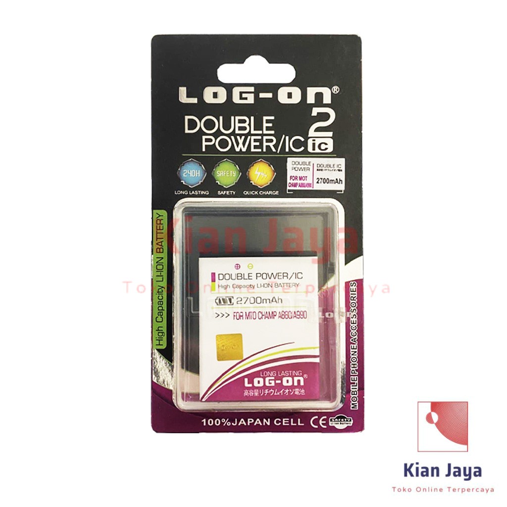 Baterai Double Power Log-on Hp Mito Champ A880 A990 Batre Batrai Battery Original Logon