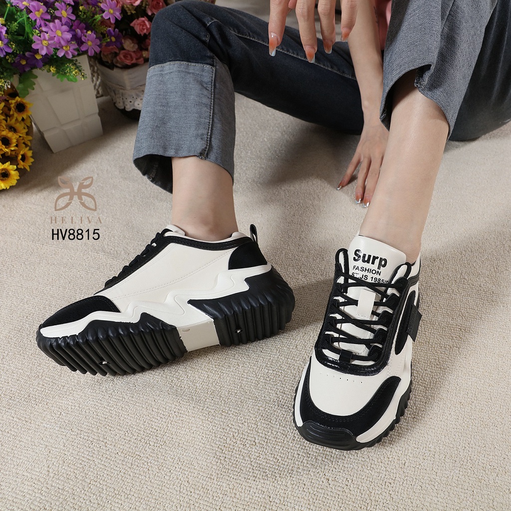 HELIVA TITANIA Sneakers Sport Tali Anti Slip Shoes Sol 5,5cm Bahan Kulit HV8815 Original Brand