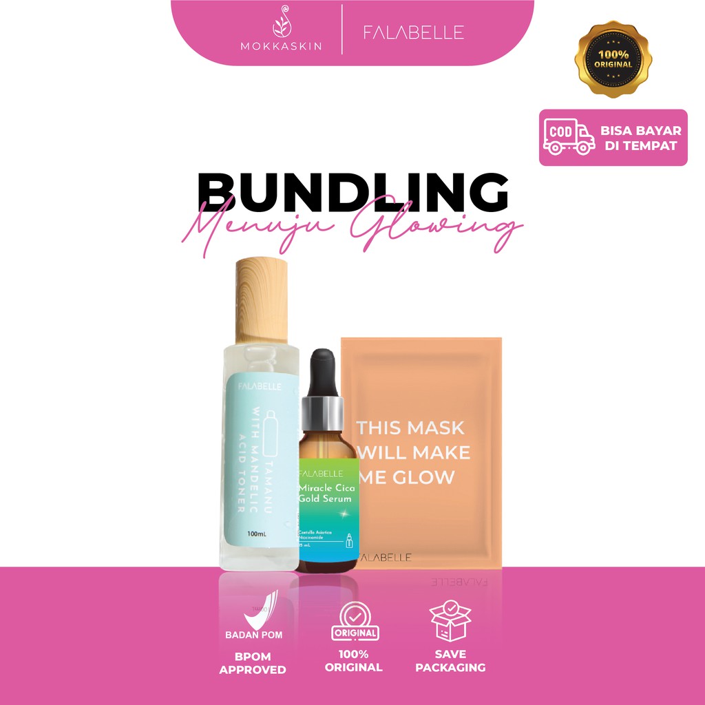 Falabelle Bundling menuju Glowing 2 ( Glow Mask,Tamanu with Mandelic Acid 100 ml , Serum Falabelle)