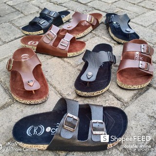 sandal selop pria tali 3 sendal cowok slop carvil trendySandal Casual Pria Kulit ban 3