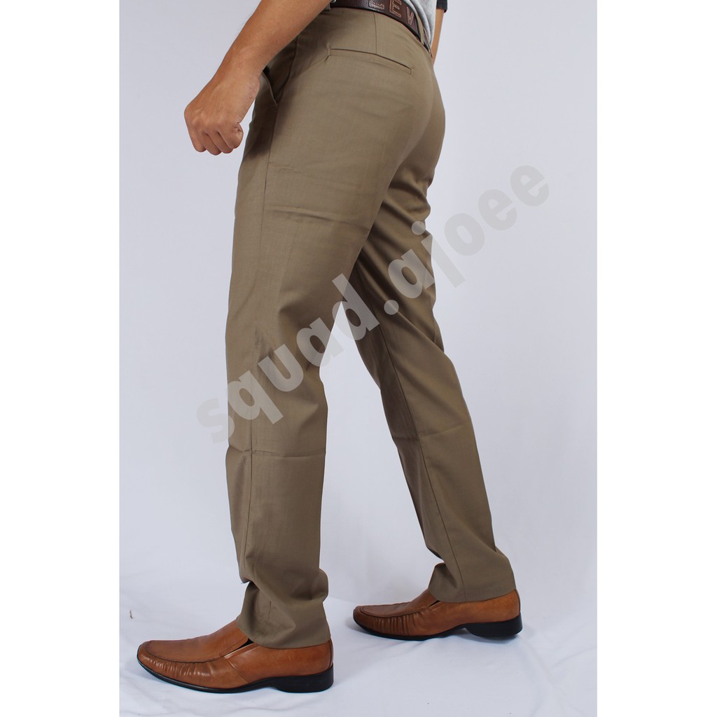 celana bahan kantor formal pria warna mocca