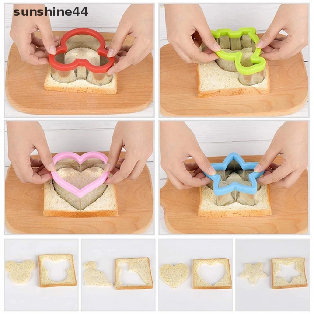 Sunshine Set Cetakan Pemotong Roti / Kue / Biskuit / Sandwich Bahan Stainless Steel Untuk Anak