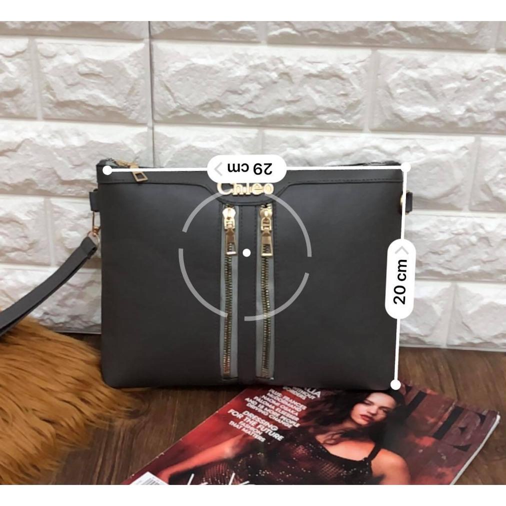 Clutch Bonia Double Zipper Super Premium Import Tas Batam Selempang Wanita