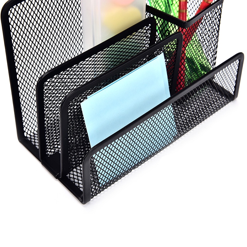 (LUCKID) 1pc Rak Organizer Mesh Hitam Holder Kertas Surat / File