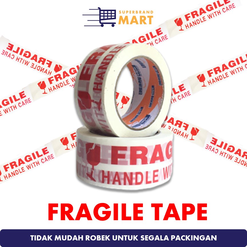 Lakban Solasi Fragile 90 yard 48mm 2 inch Berry Tape Lakban Jangan Dibanting Fragile Unboxing Merah 