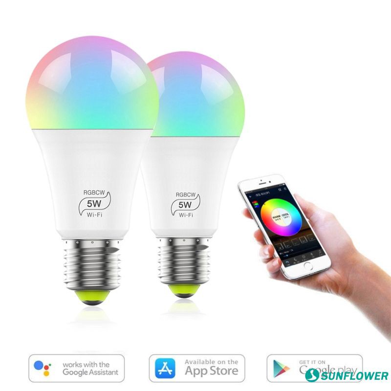 Lampu Bohlam LED RGB IOS Android Warna-warni Bentuk Bola Kristal Efektif Bisa Diredupkan E27