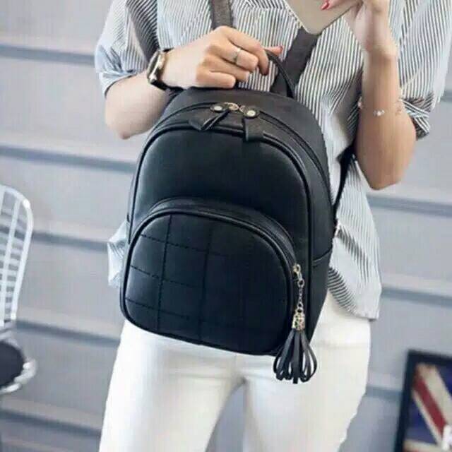 Tas ransel saku motif kotak kotak tas rangsel kekinian murah